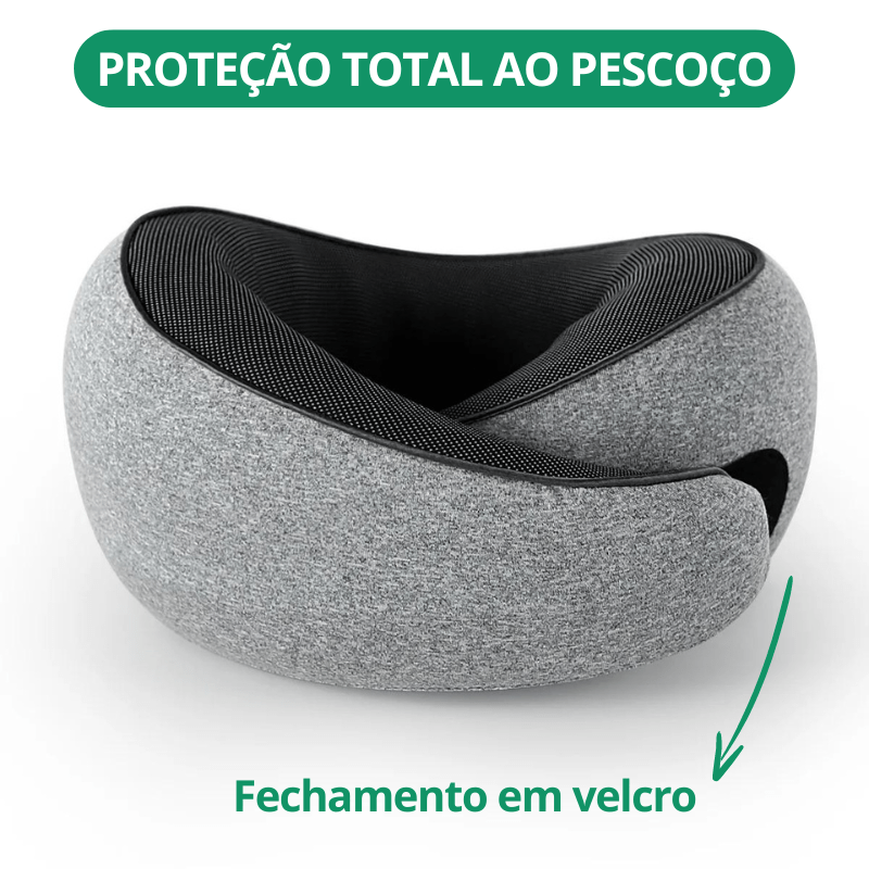 Almofada de Pescoço Ergonômica 360º – Espuma de Memória, Suporte Firme para Viagens