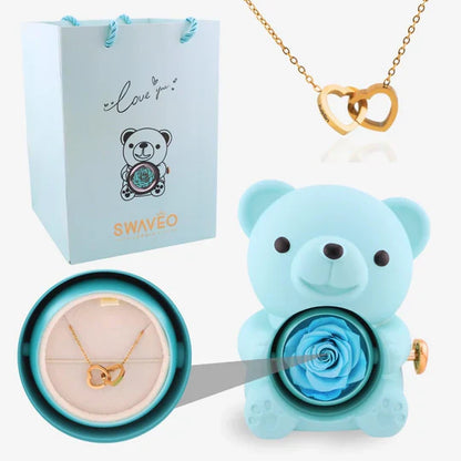 Eternal Rose Bear with Engraved Necklace