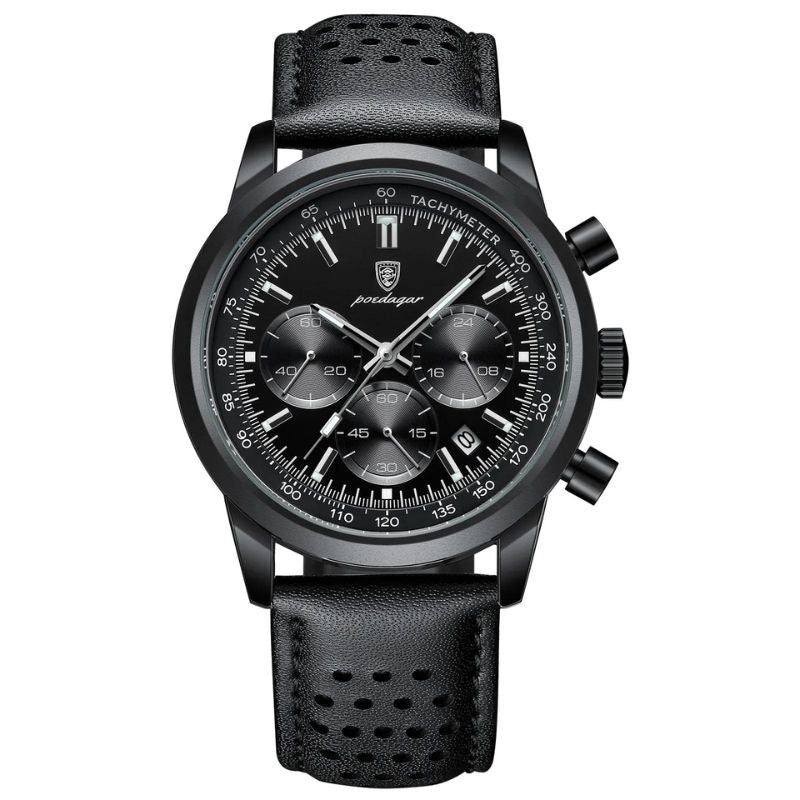 Herren Edelstahl-Uhr mit schickem Lederarmband | Orion