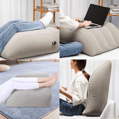 Apoio Inflável para Pés e Pernas  – Almofada Aveludada Multiuso para Conforto e Circulação