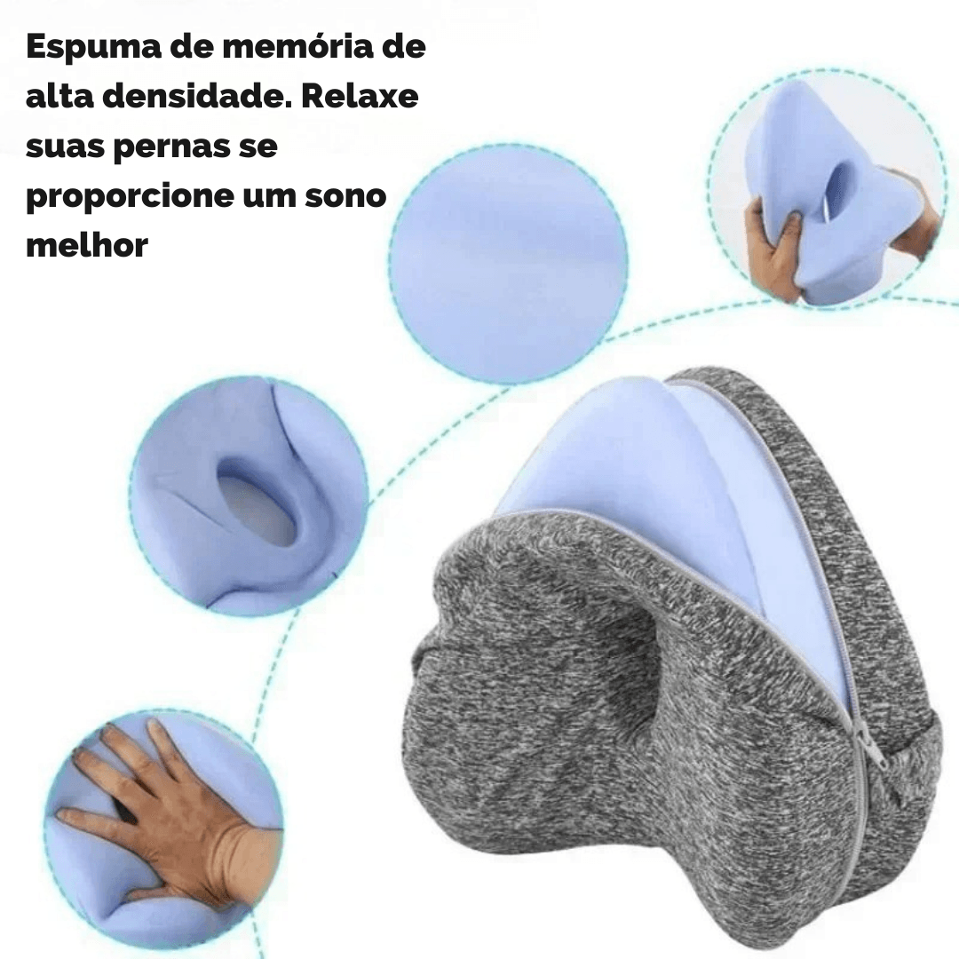 Almofada de Memória para Pernas – Alinhamento Coluna, Alívio Dores Joelho e Ciática, Uso Lateral