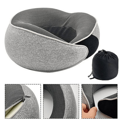 Almofada de Pescoço Ergonômica 360º – Espuma de Memória, Suporte Firme para Viagens