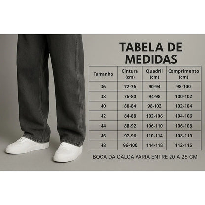 Calça Balão Jeans Masculina Bag Boca Larga Streetwear Reta